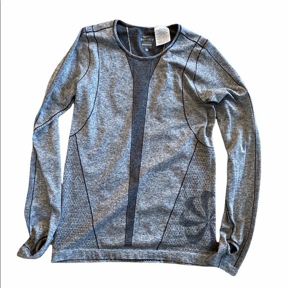 Nike Dri-fit running long sleeve top size M Gray - Picture 6 of 9